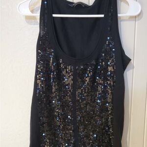 BCBGMaxAzria Black Sequin Tank Top